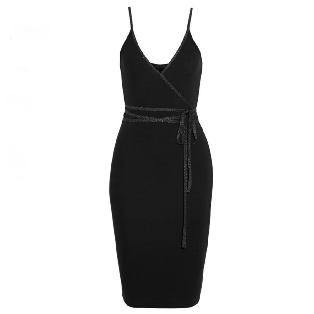 ATM Black Wrap Dress - Picture 2 of 12